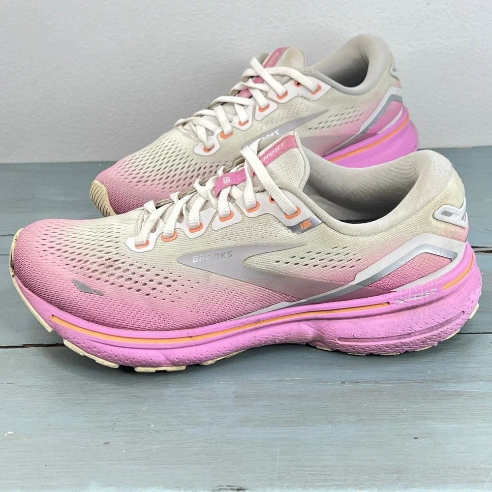 Brooks Ghost 15 Womens Running Shoes Pink Cream Gradient 1203801B139 Size 8